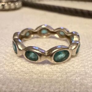 Silpada Sterling Silver & Aqua Blue Glass “Northern Lights” Ring R2280